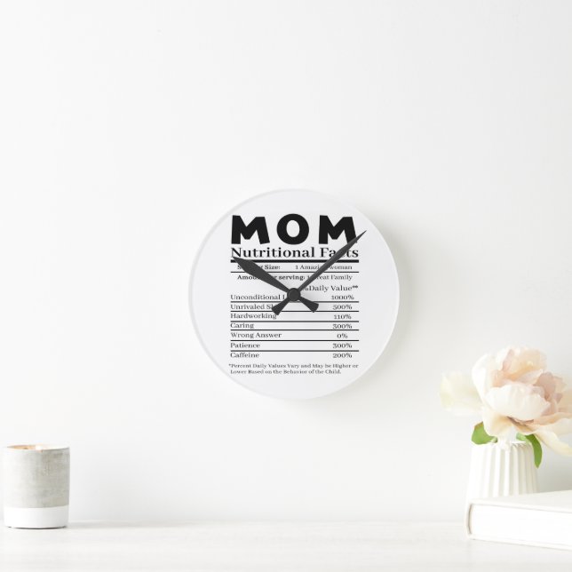 Reloj Redondo Mediano Hechos Nutricionales De Mamá (Hogar)