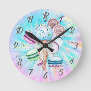 Reloj Redondo Mediano Helados Macarrones Tie Dye Verano