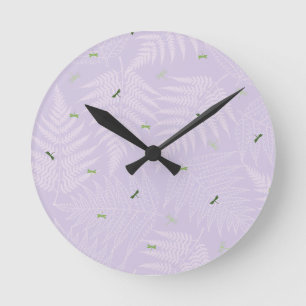 Reloj Redondo Mediano Helechos y libélulas