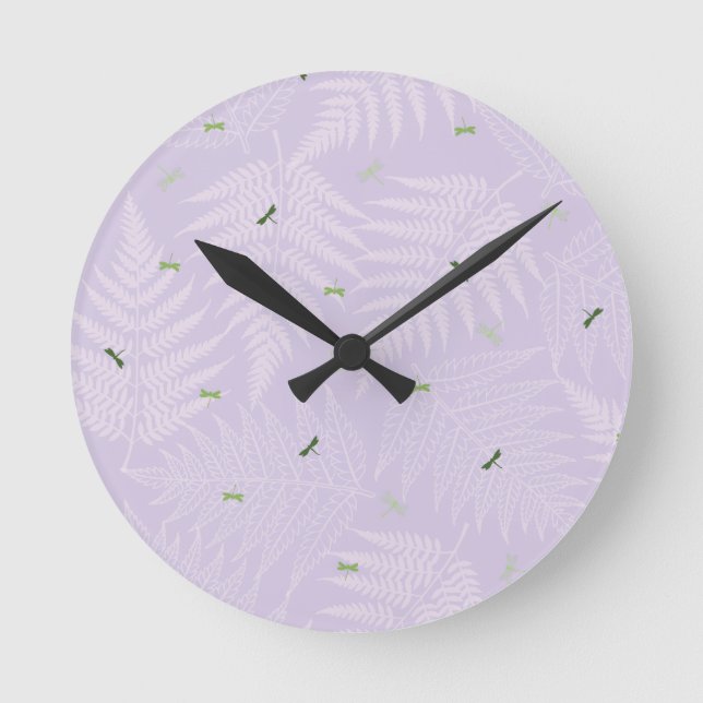 Reloj Redondo Mediano Helechos y libélulas (Anverso)