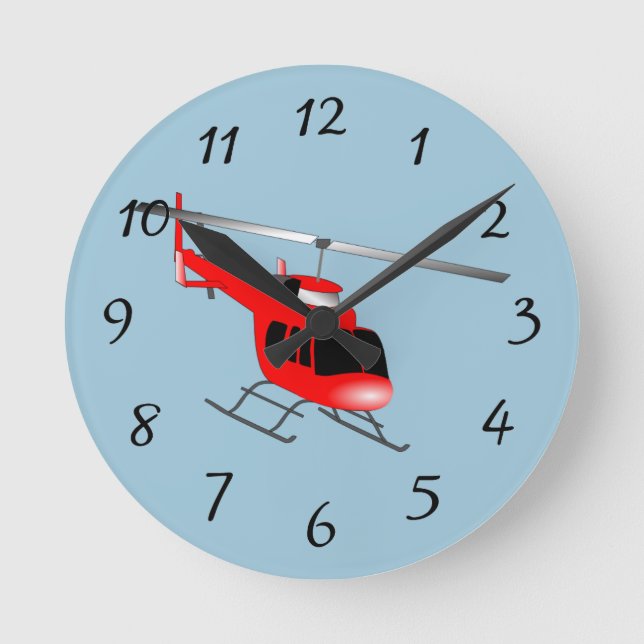 Reloj Redondo Mediano Helicóptero animado (Anverso)