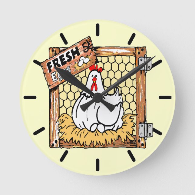 Reloj Redondo Mediano Hen and Eggs-Country Kitchen (Anverso)
