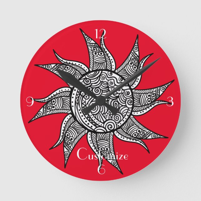 Reloj Redondo Mediano Henna-style Sun Tattoo Thunder_Cove   (Anverso)