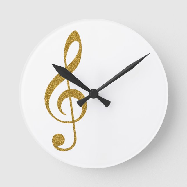 Reloj Redondo Mediano her golden treble clef musical note (Anverso)