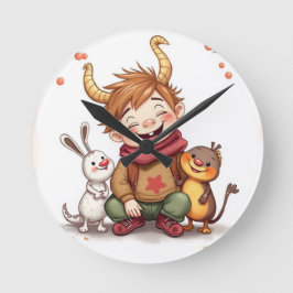 Reloj Redondo Mediano „Herbstfreunde – Ein Tag voller Lachen“