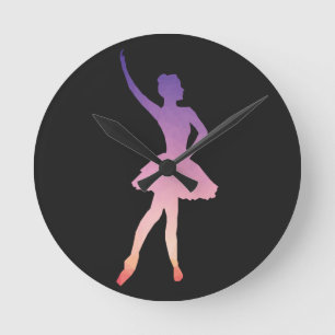 Reloj Redondo Mediano Hermosa bailarina para chica de ballet