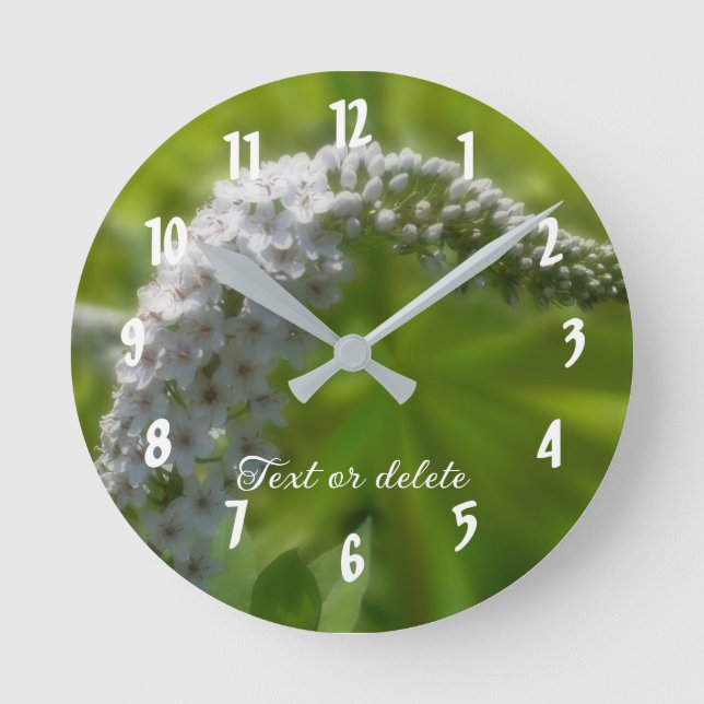 Reloj Redondo Mediano Hermosa Flor Blanca En Bloom Personalizada (Anverso)