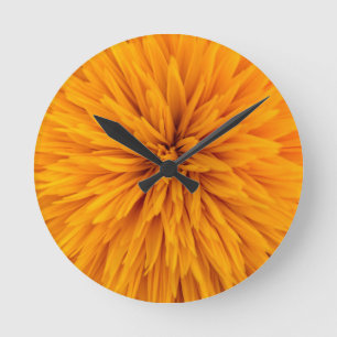 Reloj Redondo Mediano Hermosa flor de Dahlia amarilla