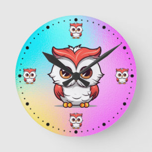 Reloj Redondo Mediano Hermosa lechuza estilo Kawaii Personalizado-77038