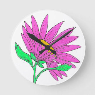 Reloj Redondo Mediano Hermosa pintura de flores acrílicas rosadas capric