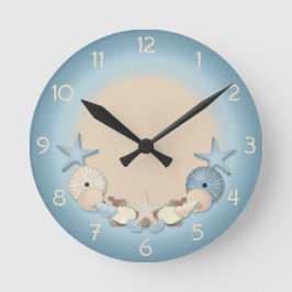 Reloj Redondo Mediano Hermosas conchas tropicales de playa