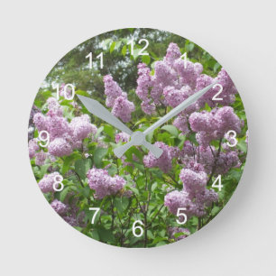 Reloj Redondo Mediano Hermosas Flores Lilac
