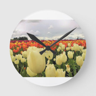 Reloj Redondo Mediano Hermoso Campo Tulipán, Oregón