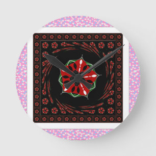 Reloj Redondo Mediano Hermoso diseño de corazones de amor en rosa, azul