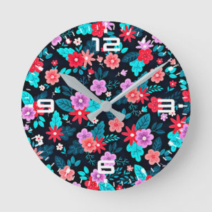 Reloj Redondo Mediano Hermoso Ditsy Floral Background-56676