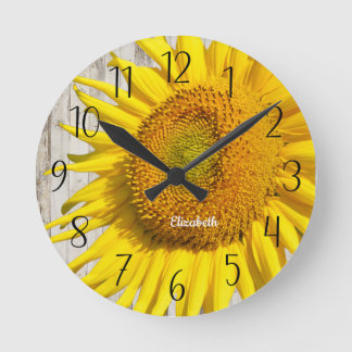 Reloj Redondo Mediano Hermoso girasol personalizado 