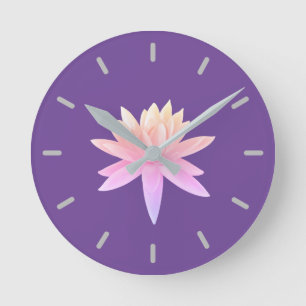 Reloj Redondo Mediano Hermoso gradiente rosa morado Lily Lotus Art