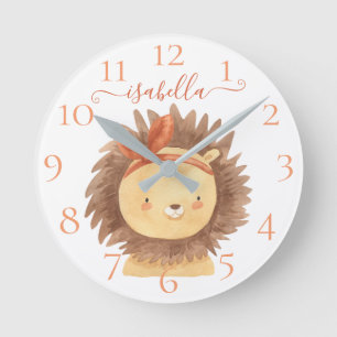 Reloj Redondo Mediano Hermoso León Acuarela Personalizado Para La Guarde