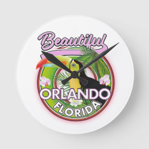 Reloj Redondo Mediano Hermoso logo de viaje a Miami Orlando