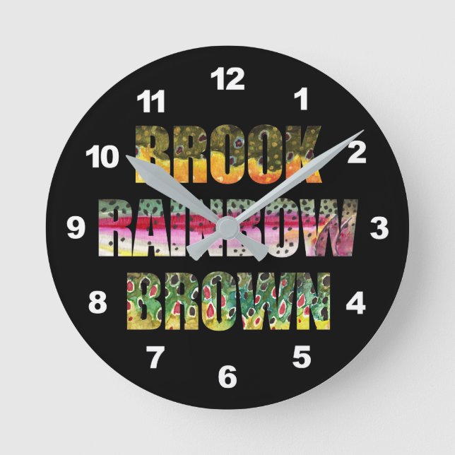 Reloj Redondo Mediano Hermosos colores de 3 truchas (Anverso)
