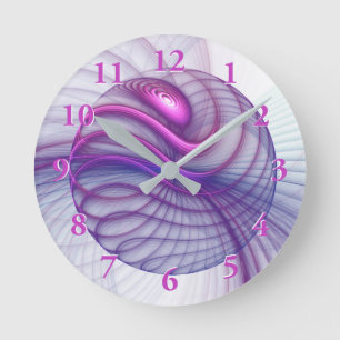 Reloj Redondo Mediano Hermosos movimientos Resumen Arte Fractal Rosa