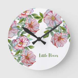 Reloj Redondo Mediano Hermosos rosas acuarelas realistas.