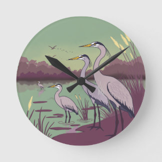 Reloj Redondo Mediano Herons by the Lake