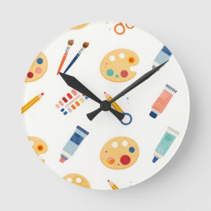 Reloj Redondo Mediano Herramientas de pintura de artista Patrón Lindo Ac