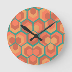 Reloj Redondo Mediano Hexagons Flowers
