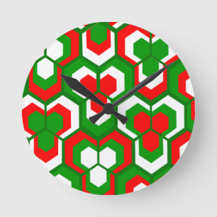 Reloj Redondo Mediano Hexagons Flowers 