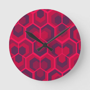 Reloj Redondo Mediano Hexagons Flowers