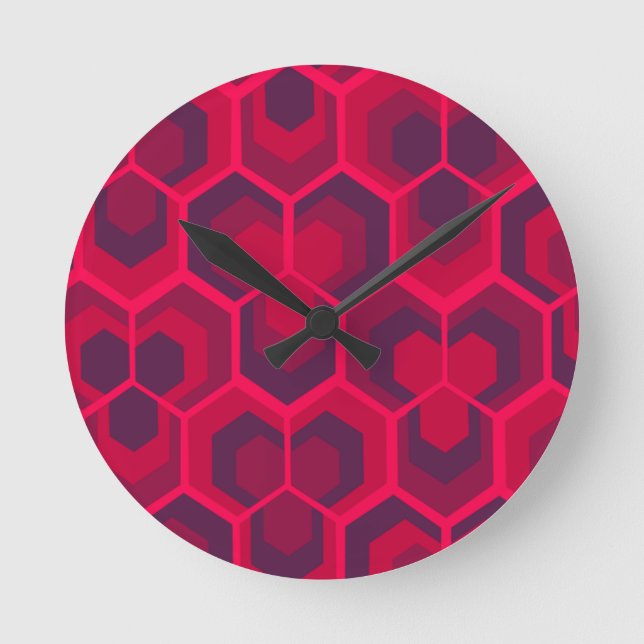 Reloj Redondo Mediano Hexagons Flowers (Anverso)