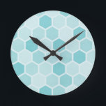 Reloj Redondo Mediano Hexagons verde azulados<br><div class="desc">Patrón de hexágono Verde azulado repetitivo</div>