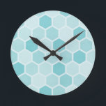 Reloj Redondo Mediano Hexagons verde azulados<br><div class="desc">Patrón de hexágono Verde azulado repetitivo</div>
