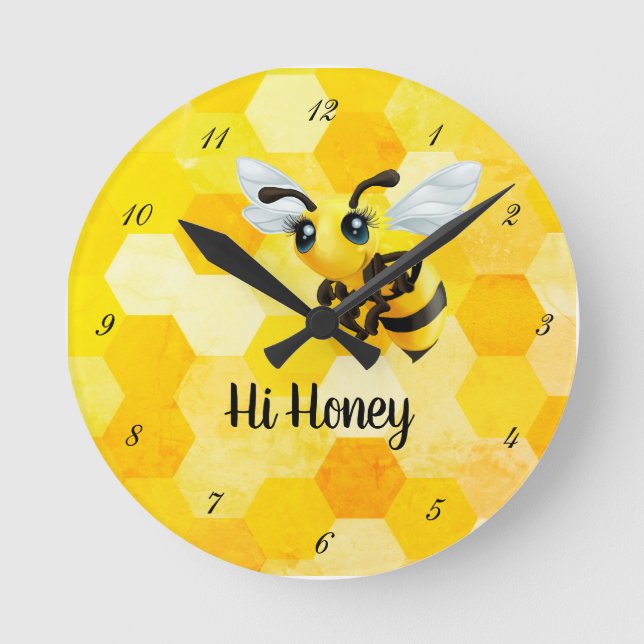 Reloj Redondo Mediano "Hi Honey" Bee (Anverso)