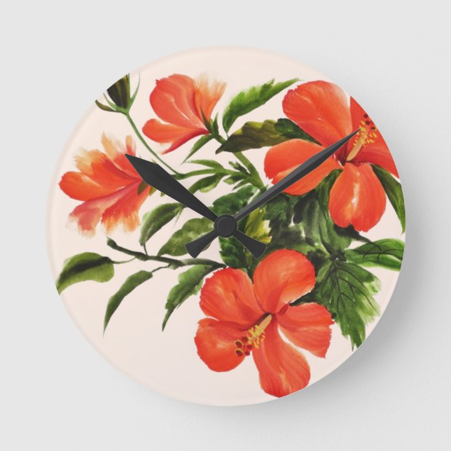 Reloj Redondo Mediano Hibiscus (Anverso)
