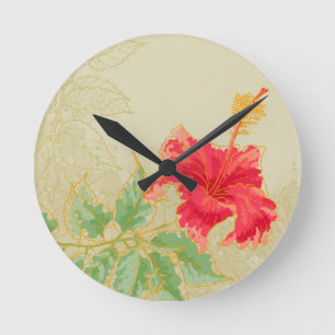 Reloj Redondo Mediano Hibiscus flower on toned background