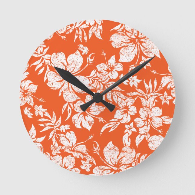 Reloj Redondo Mediano Hibiscus Pareau Hawaii Clocks Muros (Anverso)