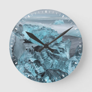 Reloj Redondo Mediano Hielo azul en el litoral, Islandia
