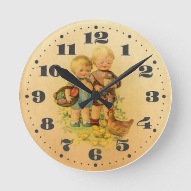Reloj Redondo Mediano Hijos retro viejos (Anverso)