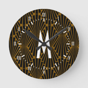 Reloj Redondo Mediano Hinchas finales negros Art Déco de los años 1920