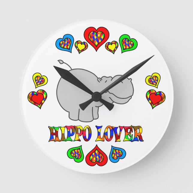 Reloj Redondo Mediano Hippo Lover (Anverso)