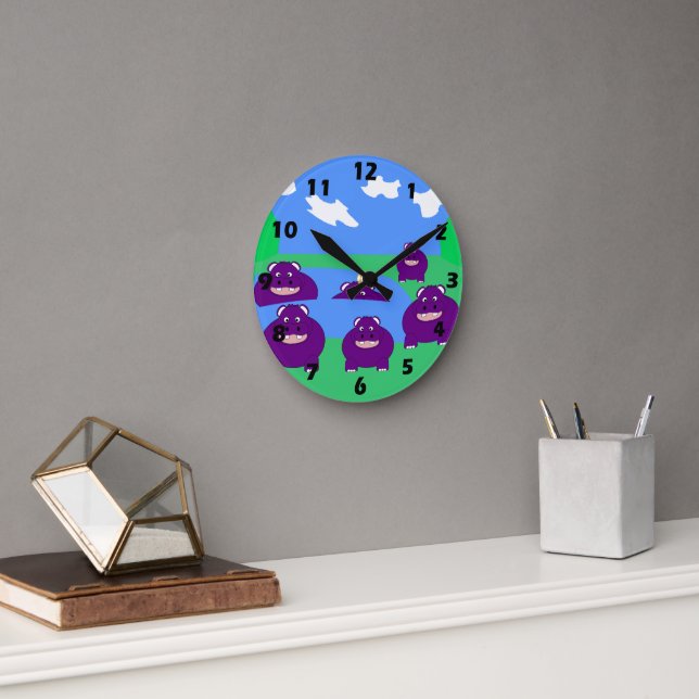 Reloj Redondo Mediano Hippopotamus Design (Oficina)
