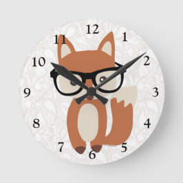 Reloj Redondo Mediano Hipster Baby Fox con gafas