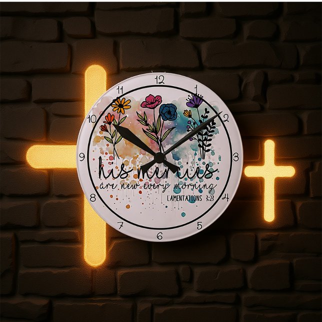 Reloj Redondo Mediano His Mercies Are New Every Morning Art (Subido por el creador)