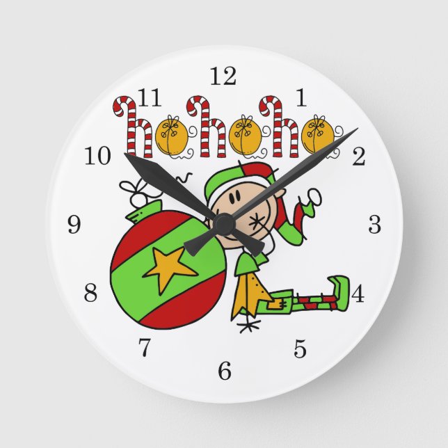 Reloj Redondo Mediano Ho Ho Ho Holiday Elf (Anverso)