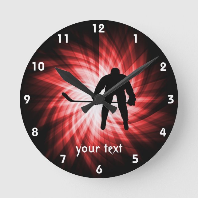 Reloj Redondo Mediano Hockey rojo (Anverso)