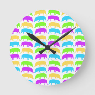 Reloj Redondo Mediano Hogares multicolores Amarillo Verde Morado Azul Pa