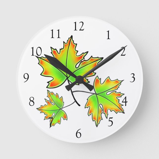 Reloj Redondo Mediano Hoja de arce (Anverso)