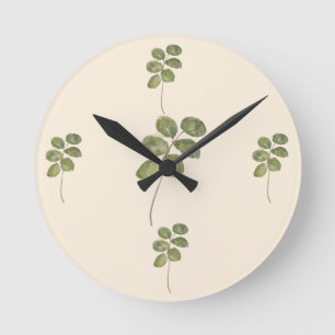 Reloj Redondo Mediano Hoja de eucalipto botánico prensado vintage